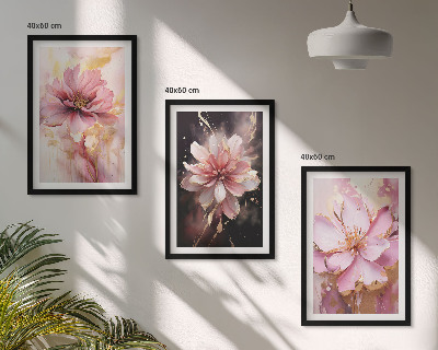 Tavelpaket med ramar Blommiga kompositioner av rosor och vitt