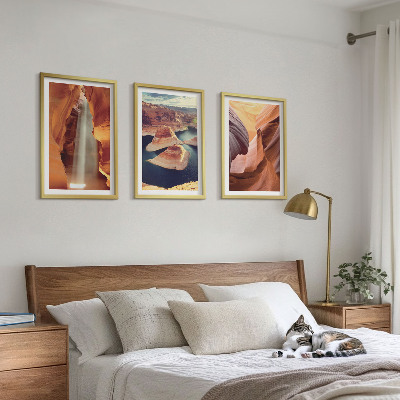 Tavelpaket med ramar Vattenfall i kanjonens ravin