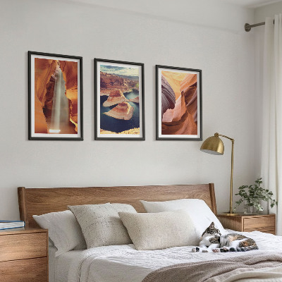 Tavelpaket med ramar Vattenfall i kanjonens ravin