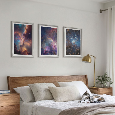Set om 3 tavlor Kosmiska stjärnlandskap