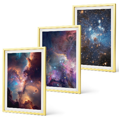 Set om 3 tavlor Kosmiska stjärnlandskap