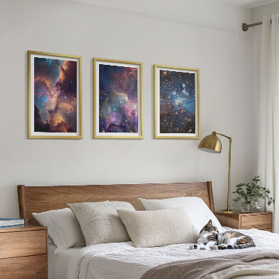 Set om 3 tavlor Kosmiska stjärnlandskap
