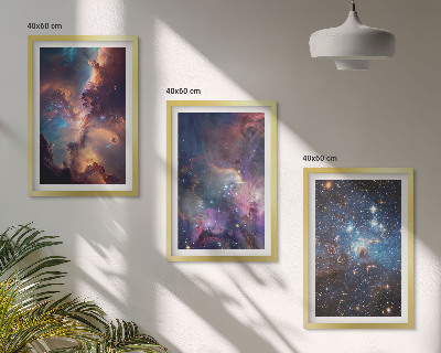 Set om 3 tavlor Kosmiska stjärnlandskap