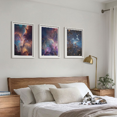 Set om 3 tavlor Kosmiska stjärnlandskap