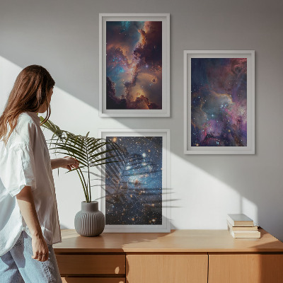 Set om 3 tavlor Kosmiska stjärnlandskap