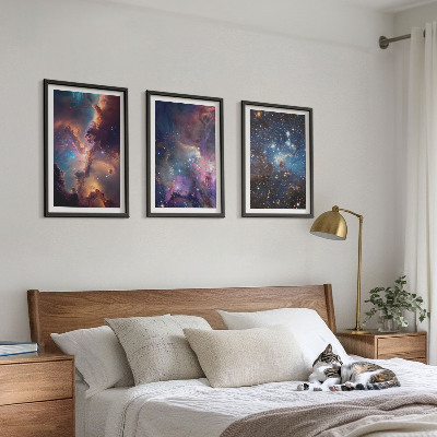 Set om 3 tavlor Kosmiska stjärnlandskap