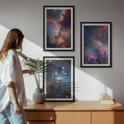 Set om 3 tavlor Kosmiska stjärnlandskap
