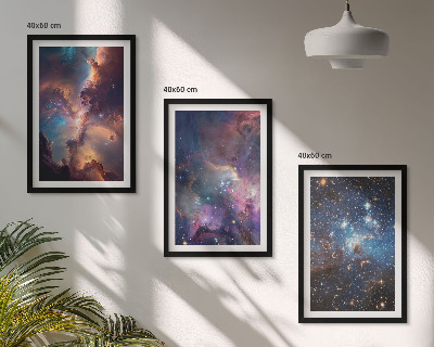 Set om 3 tavlor Kosmiska stjärnlandskap