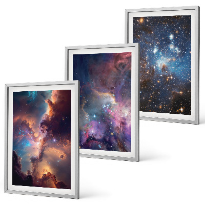 Set om 3 tavlor Kosmiska stjärnlandskap