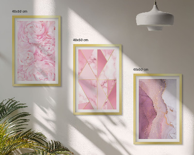 Tavelpaket med ramar Rosa geometriska pioner
