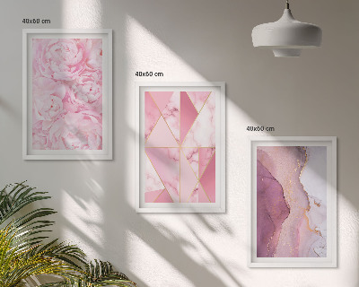 Tavelpaket med ramar Rosa geometriska pioner