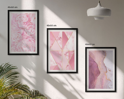 Tavelpaket med ramar Rosa geometriska pioner