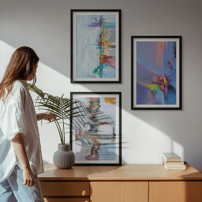 Tavelpaket med ramar Abstrakta målningskompositioner