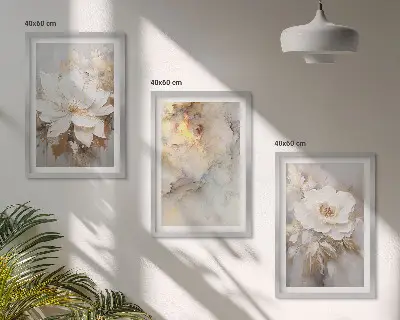 Tavelset med ramar blommor med ljus abstrakt bakgrund