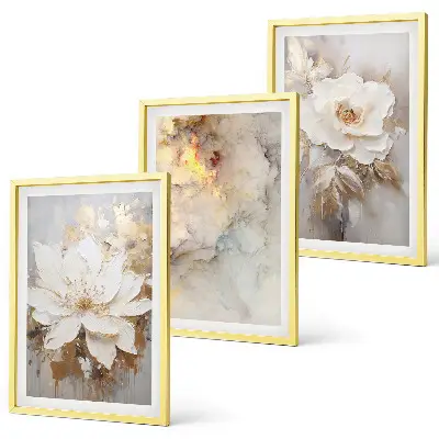Tavelset med ramar blommor med ljus abstrakt bakgrund