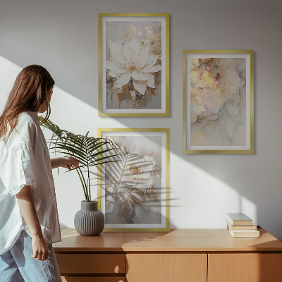 Tavelpaket med ramar Blommor ljus abstrakt bakgrund