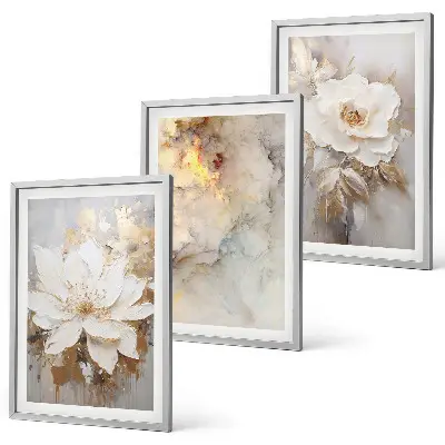 Tavelset med ramar blommor med ljus abstrakt bakgrund