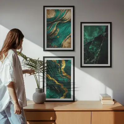 Eleganta stenmönster set om 3 tavlor