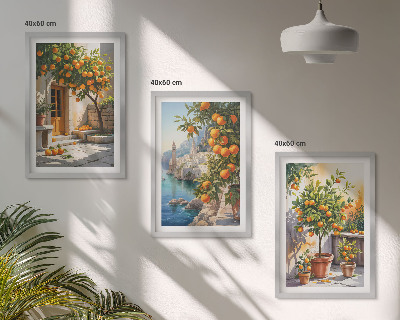 Tavelpaket med ramar Målade citruslandskap
