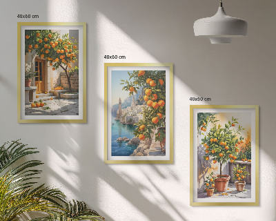 Tavelpaket med ramar Målade citruslandskap