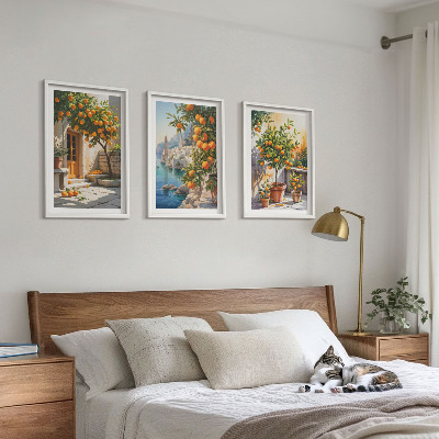 Tavelpaket med ramar Målade citruslandskap