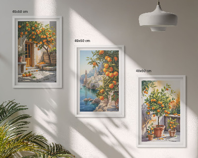 Tavelpaket med ramar Målade citruslandskap