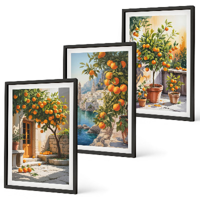 Tavelpaket med ramar Målade citruslandskap