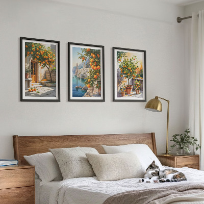 Tavelpaket med ramar Målade citruslandskap