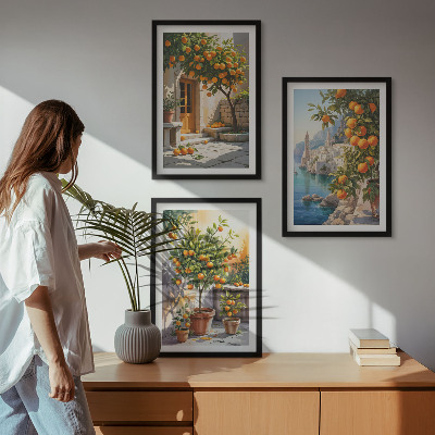 Tavelpaket med ramar Målade citruslandskap