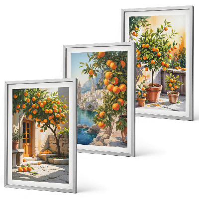 Tavelpaket med ramar Målade citruslandskap