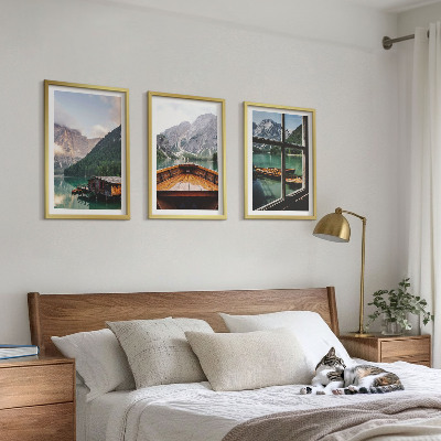 Tavelpaket med ramar Bergsjön Łódź stugor