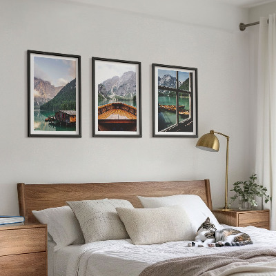 Tavelpaket med ramar Bergsjön Łódź stugor