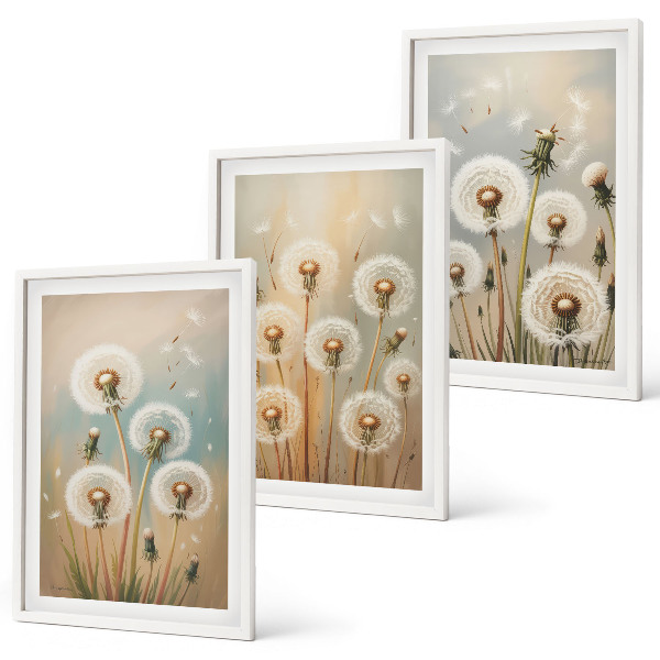 Tavelset ovanför soffa Pastellfärgade maskrosblommor