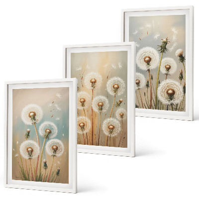 Tavelset ovanför soffa Pastellfärgade maskrosblommor