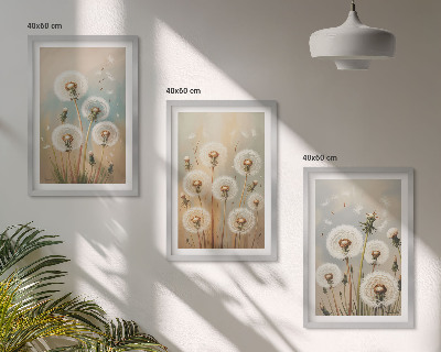 Tavelset ovanför soffa Pastellfärgade maskrosblommor