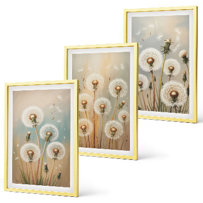 Tavelset ovanför soffa Pastellfärgade maskrosblommor