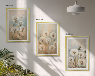 Tavelset ovanför soffa Pastellfärgade maskrosblommor
