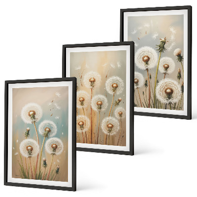 Tavelset ovanför soffa Pastellfärgade maskrosblommor