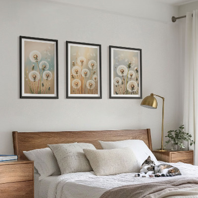 Tavelset ovanför soffa Pastellfärgade maskrosblommor