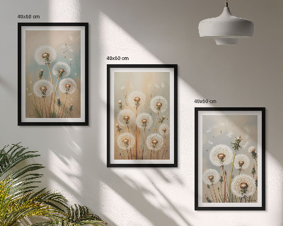 Tavelset ovanför soffa Pastellfärgade maskrosblommor