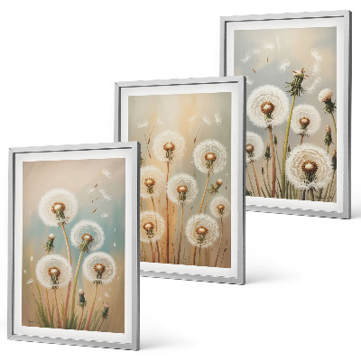 Tavelset ovanför soffa Pastellfärgade maskrosblommor