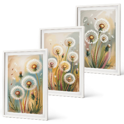Tavelpaket med ramar Maskrosblommor pastellgräs
