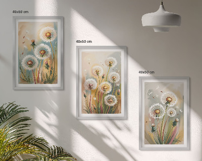 Tavelpaket med ramar Maskrosblommor pastellgräs