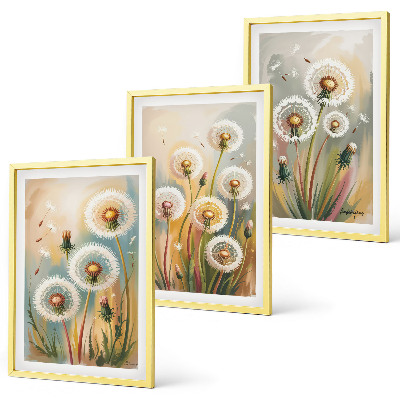 Tavelpaket med ramar Maskrosblommor pastellgräs