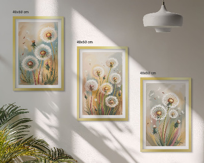 Tavelpaket med ramar Maskrosblommor pastellgräs