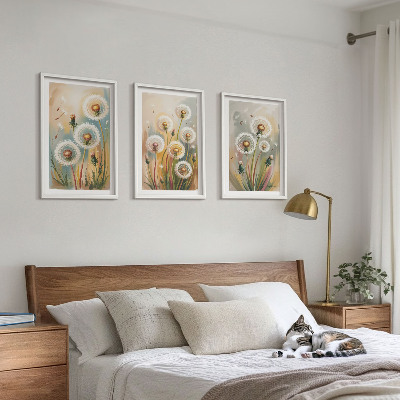 Tavelpaket med ramar Maskrosblommor pastellgräs