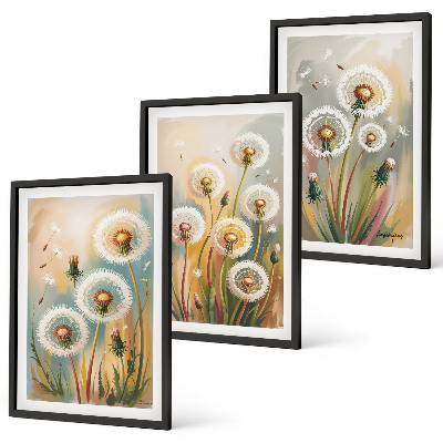 Tavelpaket med ramar Maskrosblommor pastellgräs