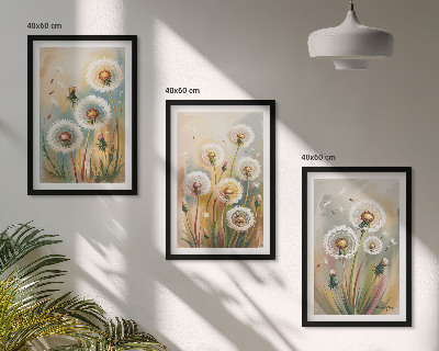 Tavelpaket med ramar Maskrosblommor pastellgräs