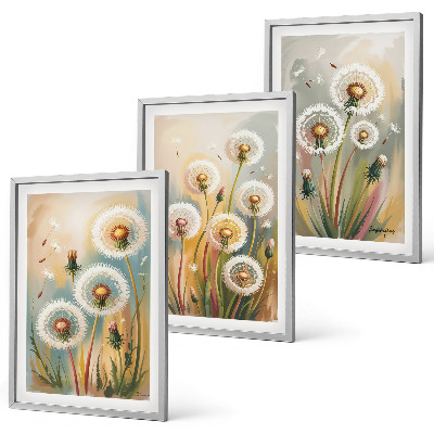 Tavelpaket med ramar Maskrosblommor pastellgräs