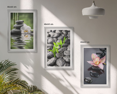 Tavelset ovanför soffa En lugn zenkomposition av blommor och vatten